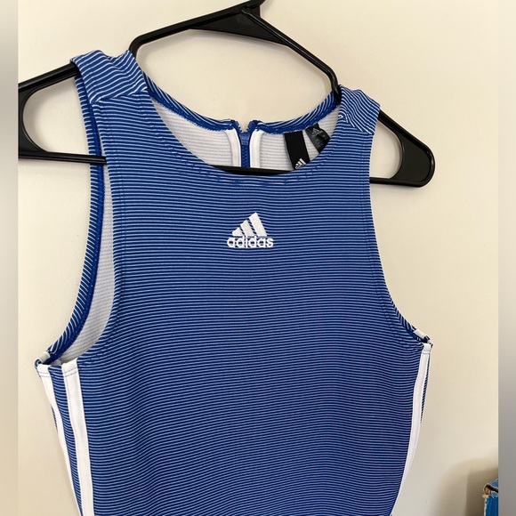 Adidas Women's Zippable Ribbed Tank Top, Royal Blue - Picture 2 of 6